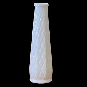 Vintage E. O. Brody Milk Glass White Bud Vase Diamond Design